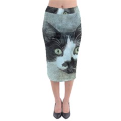 Cat Pet Art Abstract Vintage Midi Pencil Skirt by Celenk