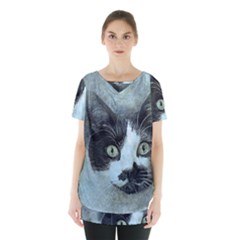 Cat Pet Art Abstract Vintage Skirt Hem Sports Top