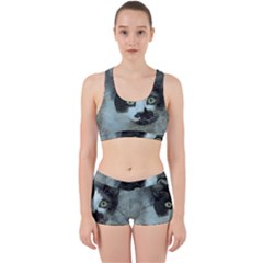 Cat Pet Art Abstract Vintage Work It Out Sports Bra Set by Celenk