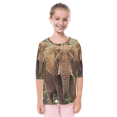 Elephant Animal Art Abstract Kids  Quarter Sleeve Raglan Tee by Celenk