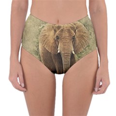 Elephant Animal Art Abstract Reversible High-waist Bikini Bottoms by Celenk