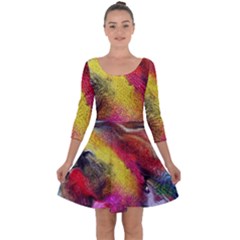 Background Art Abstract Watercolor Quarter Sleeve Skater Dress