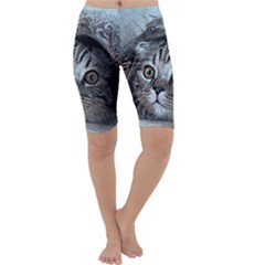 Cat Pet Art Abstract Vintage Cropped Leggings  by Celenk