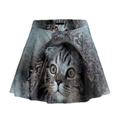 Cat Pet Art Abstract Vintage Mini Flare Skirt by Celenk