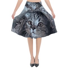 Cat Pet Art Abstract Vintage Flared Midi Skirt by Celenk