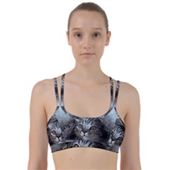 Cat Pet Art Abstract Vintage Line Them Up Sports Bra