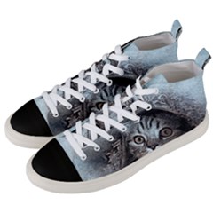 Cat Pet Art Abstract Vintage Men s Mid-top Canvas Sneakers by Celenk