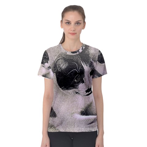 Cat Pet Art Abstract Vintage Women s Sport Mesh Tee by Celenk