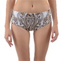 beautiful gold floral pattern Reversible Mid-Waist Bikini Bottoms View1