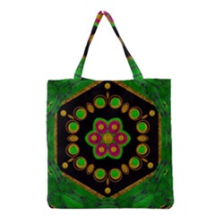 Magic Of Life A Orchid Mandala So Bright Grocery Tote Bag by pepitasart