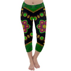 Magic Of Life A Orchid Mandala So Bright Capri Winter Leggings  by pepitasart