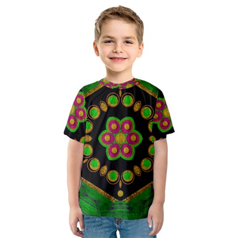 Magic Of Life A Orchid Mandala So Bright Kids  Sport Mesh Tee by pepitasart