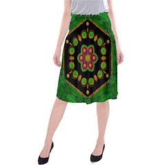 Magic Of Life A Orchid Mandala So Bright Midi Beach Skirt by pepitasart