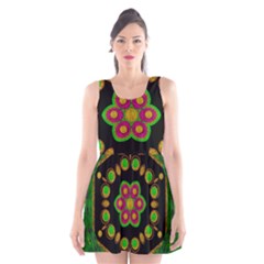 Magic Of Life A Orchid Mandala So Bright Scoop Neck Skater Dress by pepitasart