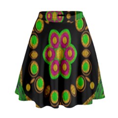 Magic Of Life A Orchid Mandala So Bright High Waist Skirt by pepitasart