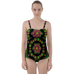 Magic Of Life A Orchid Mandala So Bright Twist Front Tankini Set by pepitasart