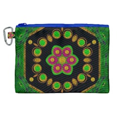 Magic Of Life A Orchid Mandala So Bright Canvas Cosmetic Bag (xl) by pepitasart