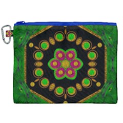 Magic Of Life A Orchid Mandala So Bright Canvas Cosmetic Bag (xxl) by pepitasart