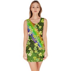 Colorful Rainbow Lucky Clover Bodycon Dress by PattyVilleDesigns