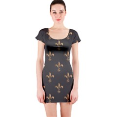 Fleur De Lis Short Sleeve Bodycon Dress by NouveauDesign