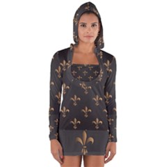 Fleur De Lis Long Sleeve Hooded T-shirt by NouveauDesign