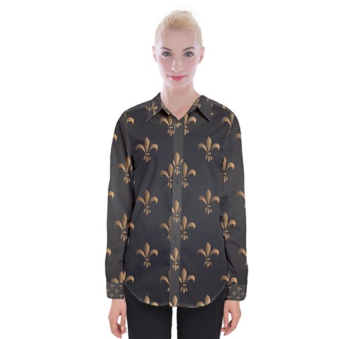 Fleur De Lis Womens Long Sleeve Shirt by NouveauDesign