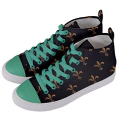 Fleur De Lis Women s Mid-top Canvas Sneakers by NouveauDesign