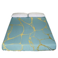 Mint,gold,marble,pattern Fitted Sheet (queen Size) by NouveauDesign