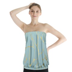 Mint,gold,marble,pattern Strapless Top by NouveauDesign