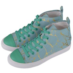 Mint,gold,marble,pattern Women s Mid-top Canvas Sneakers by NouveauDesign