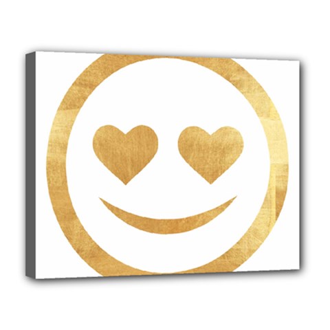 Gold Smiley Face Canvas 14  X 11  by NouveauDesign