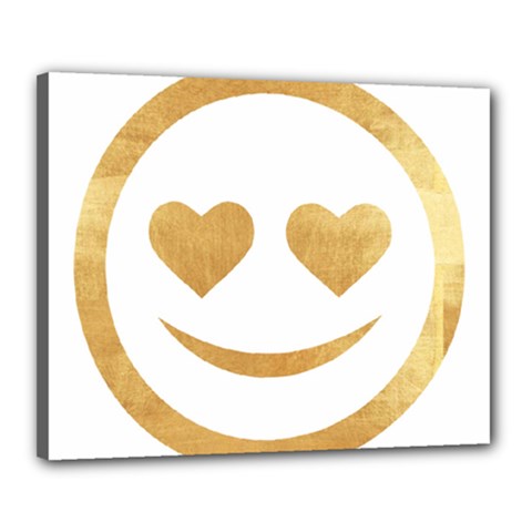 Gold Smiley Face Canvas 20  X 16  by NouveauDesign