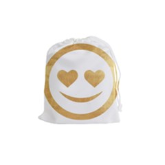 Gold Smiley Face Drawstring Pouches (medium)  by NouveauDesign