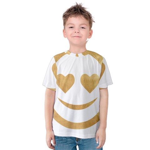 Gold Smiley Face Kids  Cotton Tee by NouveauDesign