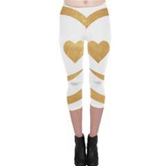 Gold Smiley Face Capri Leggings  by NouveauDesign