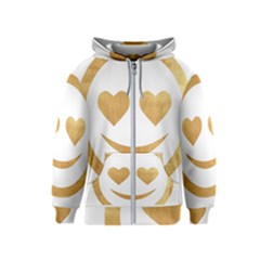 Gold Smiley Face Kids  Zipper Hoodie by NouveauDesign