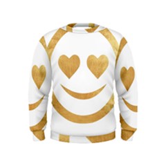 Gold Smiley Face Kids  Sweatshirt by NouveauDesign