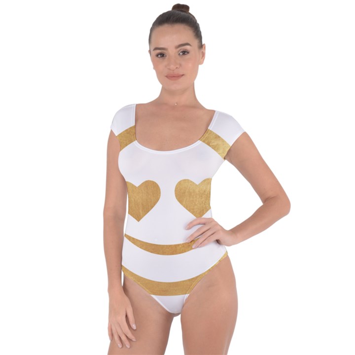 gold smiley face Short Sleeve Leotard 