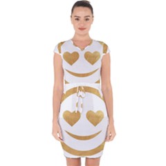 Gold Smiley Face Capsleeve Drawstring Dress  by NouveauDesign