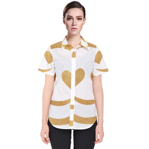 Gold Smiley Face Women s Short Sleeve Shirt by NouveauDesign