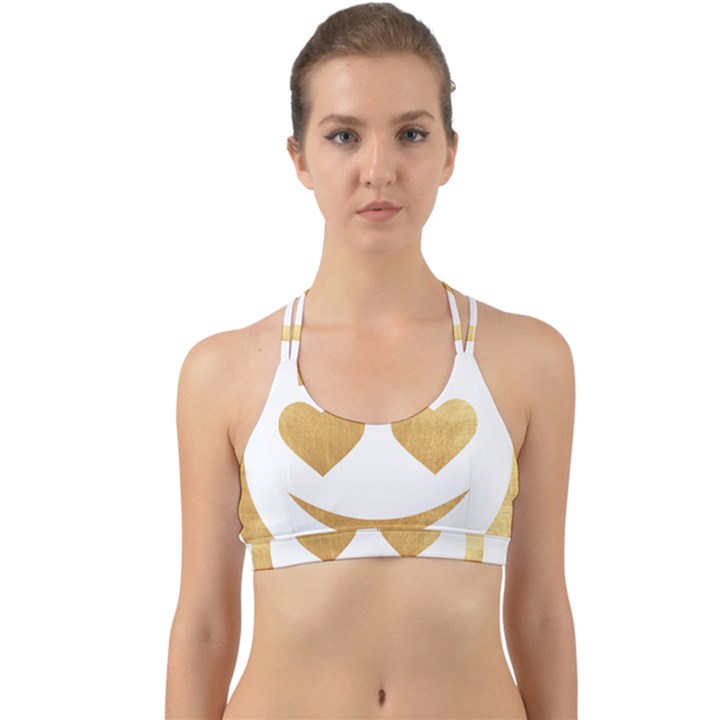 gold smiley face Back Web Sports Bra