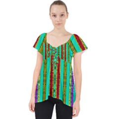 Gift Wrappers For Body And Soul In  A Rainbow Mind Lace Front Dolly Top by pepitasart