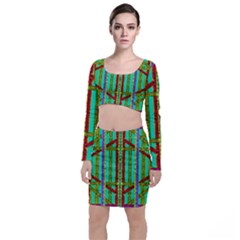 Gift Wrappers For Body And Soul In  A Rainbow Mind Long Sleeve Crop Top & Bodycon Skirt Set by pepitasart