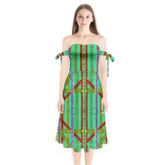 Gift Wrappers For Body And Soul In  A Rainbow Mind Shoulder Tie Bardot Midi Dress by pepitasart