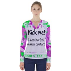 Kick Me! V-neck Long Sleeve Top by psychodeliciashop