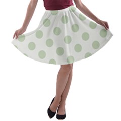 Green Dots Modern Pattern Paper A-line Skater Skirt by Celenk