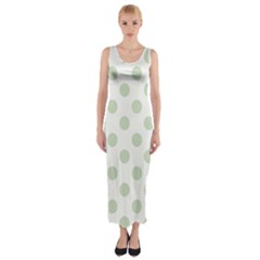 Green Dots Modern Pattern Paper Fitted Maxi Dress by Celenk