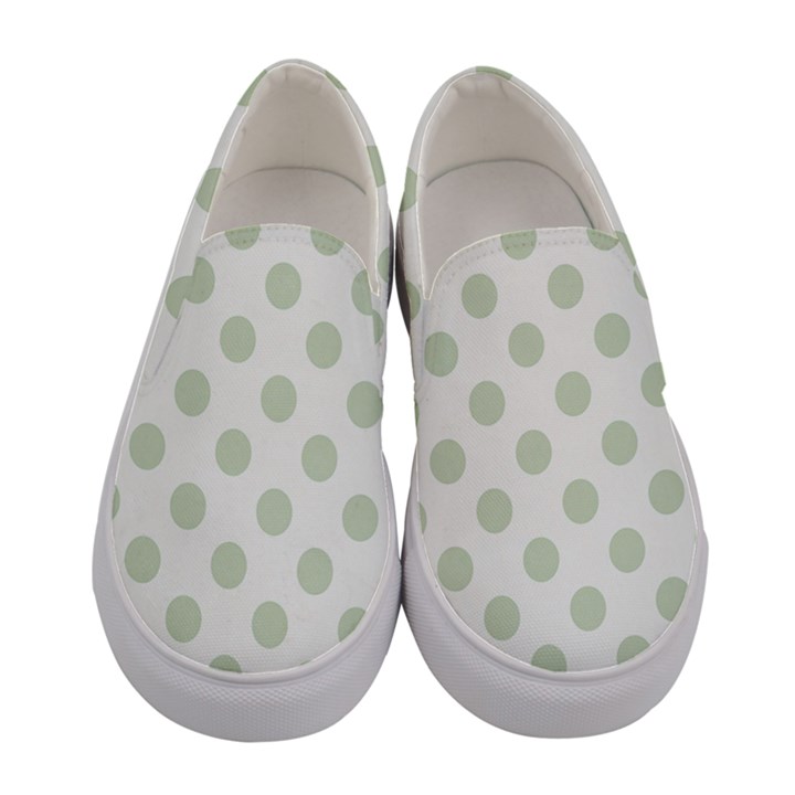 Green Dots Modern Pattern Paper Women s Canvas Slip Ons