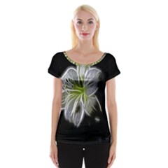 White Lily Flower Nature Beauty Cap Sleeve Tops by Celenk