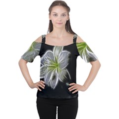 White Lily Flower Nature Beauty Cutout Shoulder Tee